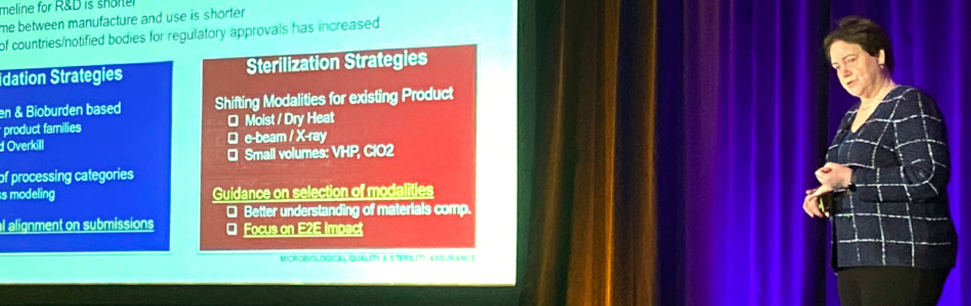 Figures 1 and 2: Attendees and a presenter at the 2022 ISPE Aseptic Conference, which the SPP CoP participates in developing.