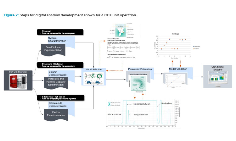 Figure 2: Steps for digital shadow development shown for a CEX unit operation.